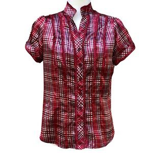 Antilia Femme Button Up Puff Sleeve Top, Large